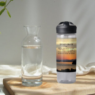 Bouteille D'eau Prière de sérénité Coucher de soleil sur la mer or