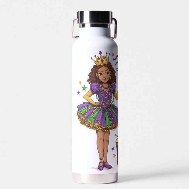 Bouteille D'eau Princesse de Perles - Mardi Gras (Avant)