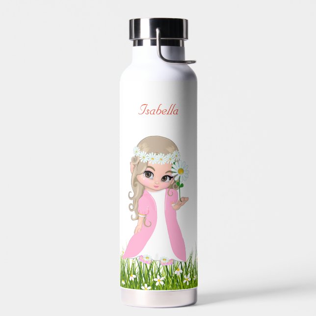 Bouteille D'eau Princesse mignonne et fleurs (Gauche)