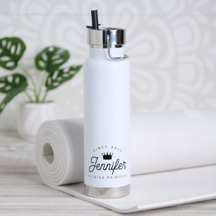 Bouteille D'eau Princesse Pilates Chic Tendance Typographie Noir