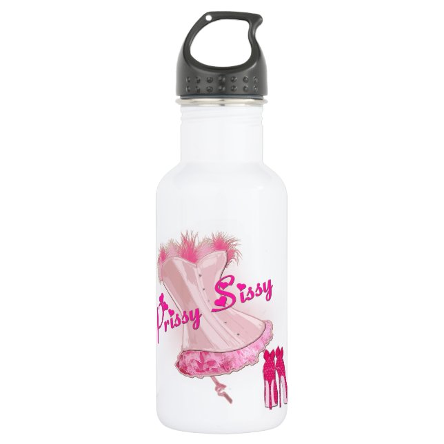 Bouteille D'eau PRISSY SISSY - Corset en plumes roses (Devant)