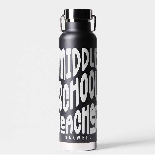 Bouteille D'eau Professeur de collège Texte noir  (Avant)