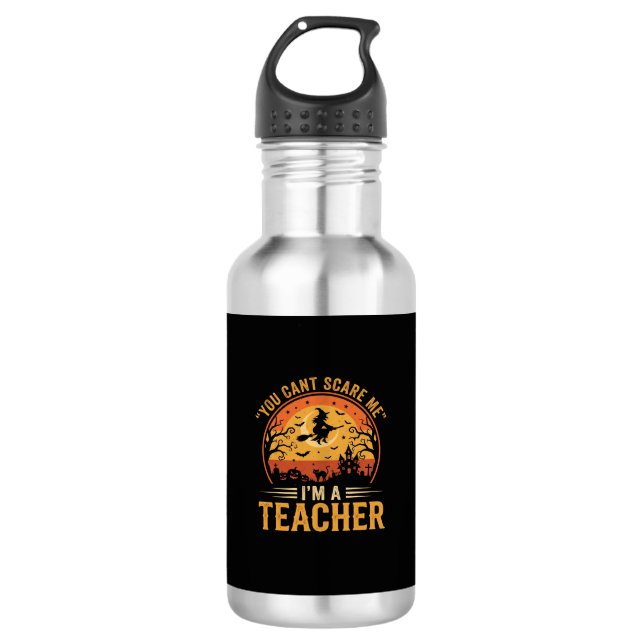Bouteille D'eau Professeur de Halloween Sorcière Chat Design (Devant)