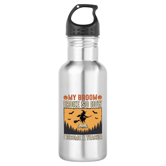 Bouteille D'eau Professeur d'Halloween Balai Cassa Conception Vint (Devant)