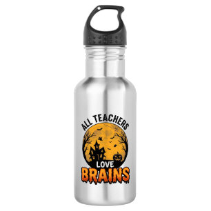 Bouteille D'eau Professeur Halloween Amour Cerveaux Design Vintage
