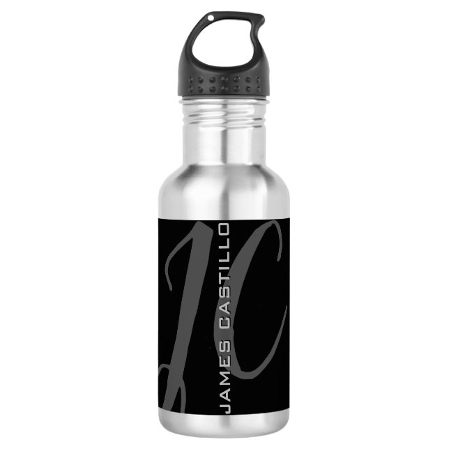 Bouteille D'eau Professionnel Moderne Monogramme Minimaliste (Devant)