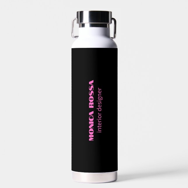 Bouteille D'eau Professionnel Simple Moderne Neon Rose Noir (Avant)