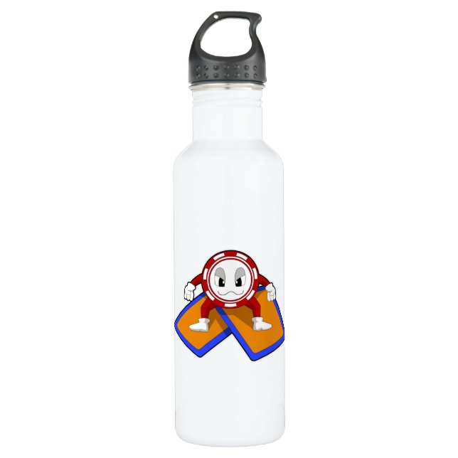 Bouteille D'eau Puces de poker avec cartes de poker (Devant)