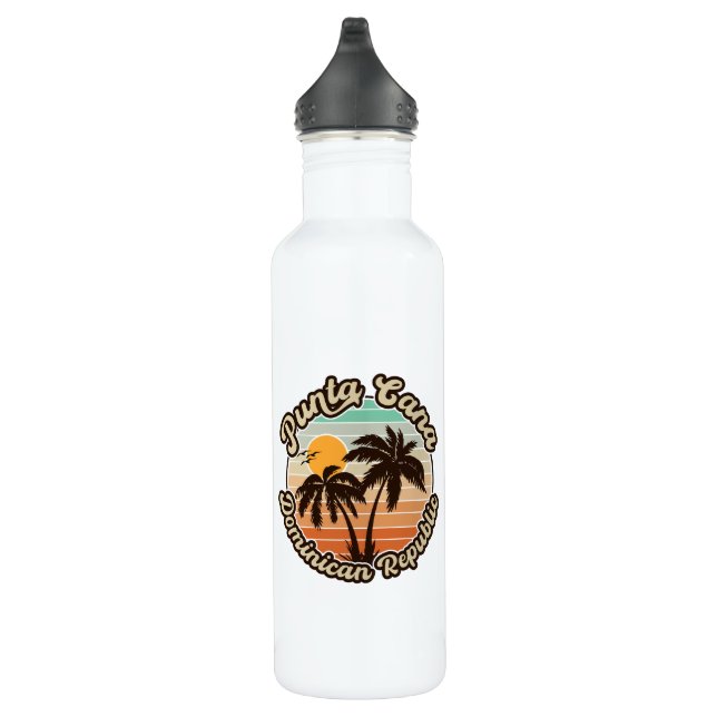 Bouteille D'eau Punta Cana Dominicaine Palm Tree Retro Sunset 60s (Droite)