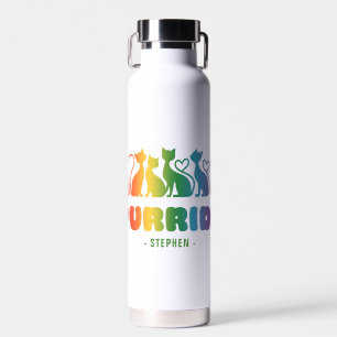 Bouteille D'eau Purride - Rainbow Cat Silhouette LGBTQ+ Pride Pun