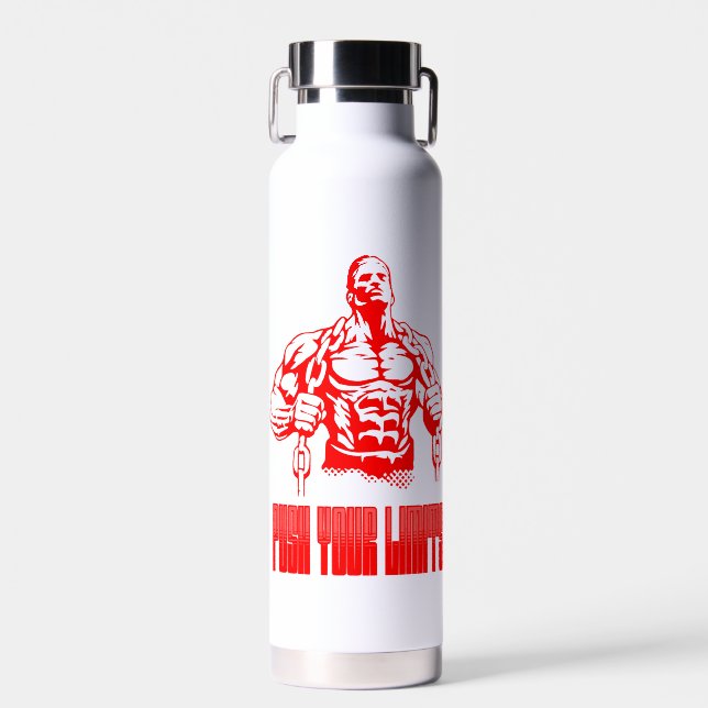 Bouteille D'eau Push Your Limits - Bodybuilding and Determination  (Avant)