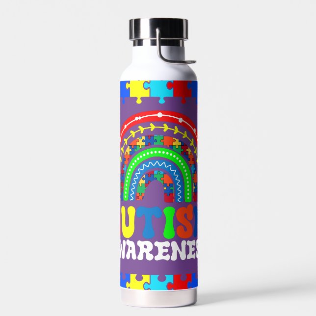 Bouteille d'eau Puzzle Arc-en-ciel pour la sensibi (Gauche)