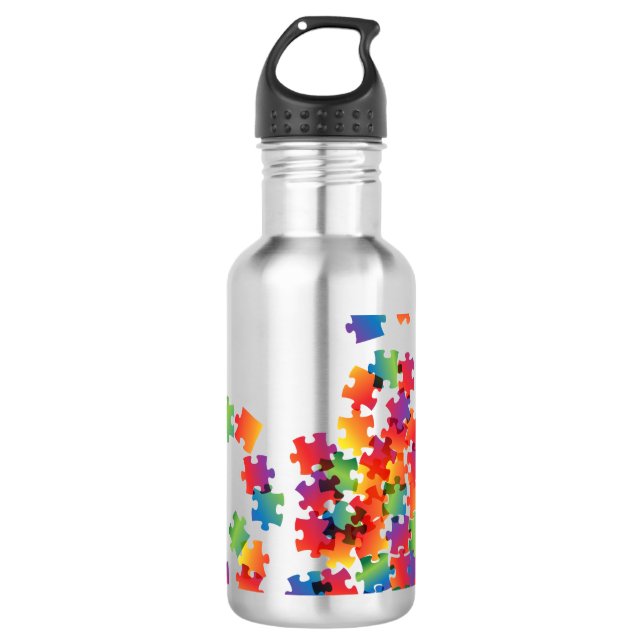 Bouteille D'eau Puzzle multicolore sensibilisation sur l'autisme (Devant)