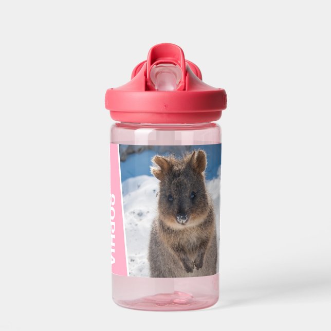 Bouteille D'eau Quokka on the Beach Australia, Pink Accent Girls (Avant)