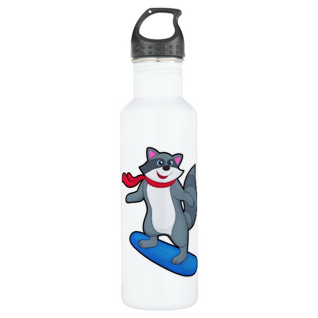 Bouteille D'eau Racon en Snowboard avec Snowboard & Scarf (Devant)