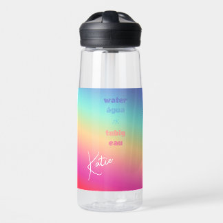 Bouteille D'eau Rainbow Fun Chug, Nom + 5 textes personnalisés 25 