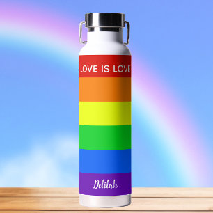 Bouteille D'eau Rainbow Love is Love Gay pride Personnalisé