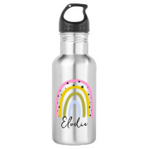 Rainbow Personalized Name Water Bottle Custom Kids