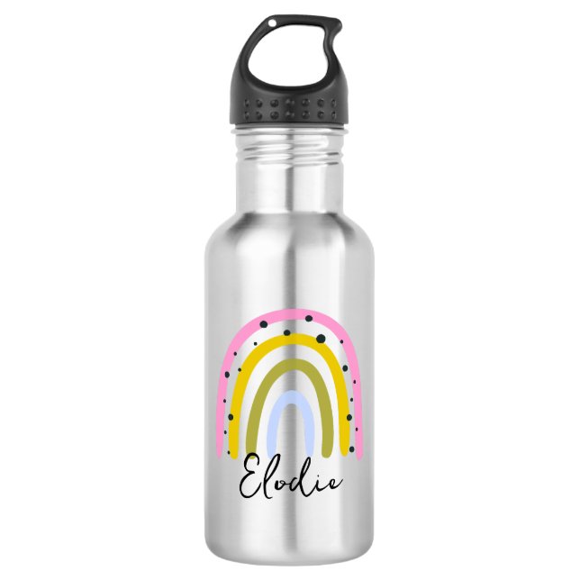 Bouteille D'eau Rainbow Personalized Name Water Bottle Custom Kids (Devant)