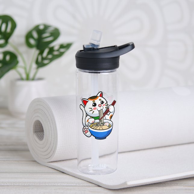 Bouteille D'eau Ramen Chat Chinois (Yoga (pivotée))