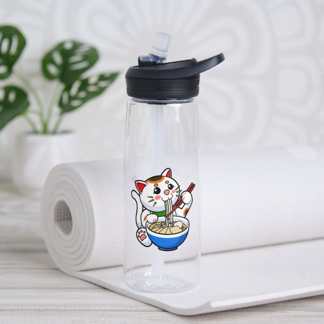 Bouteille D'eau Ramen Chat Chinois (Yoga (pivotée))