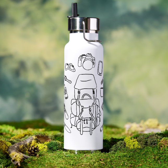 Bouteille D'eau Randonnées Essentials Line Art | Thor noir isolé (Couvercle)