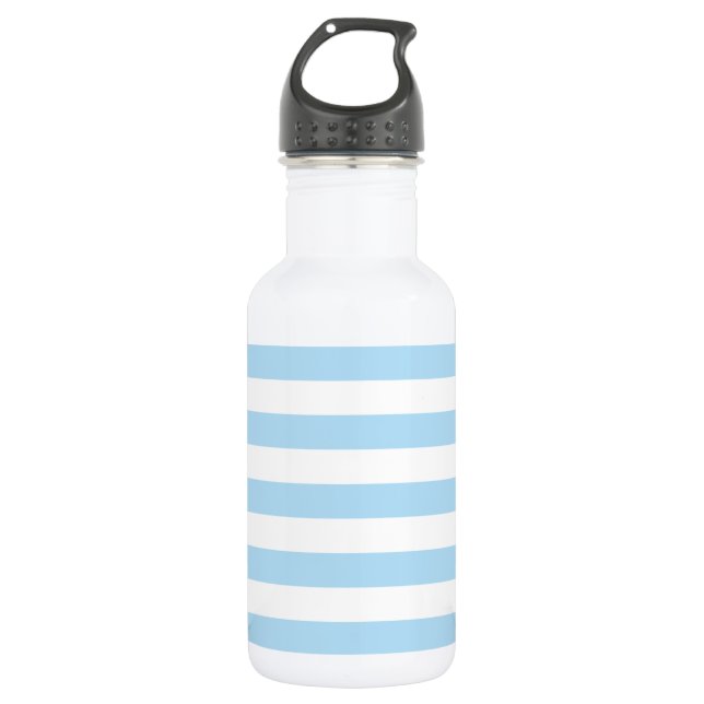 Bouteille D'eau Rayures bleues, rayures blanches, motif rayé (Devant)