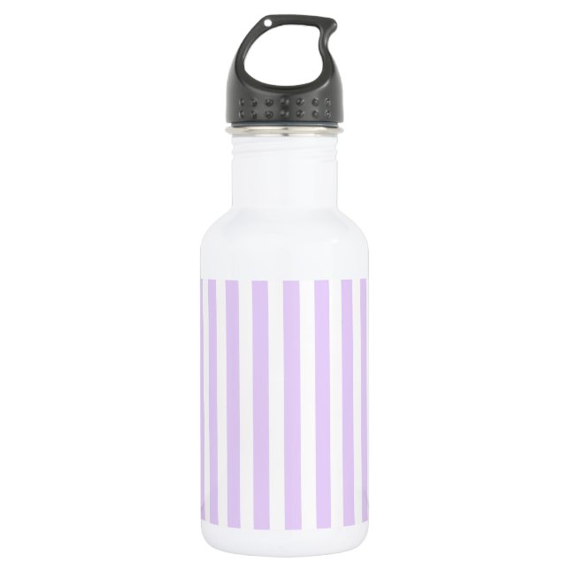 Bouteille D'eau Rayures de bonbon lilas violet et blanc (Devant)