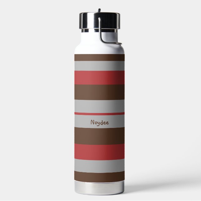 Bouteille D'eau Rayures rythmiques Lignes horizontales Gris Rouge  (Gym)