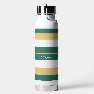 Bouteille D'eau Rayures rythmiques vert or blanc