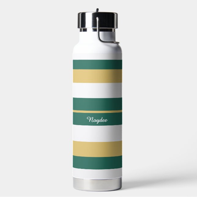 Bouteille D'eau Rayures rythmiques vert or blanc (Gym)