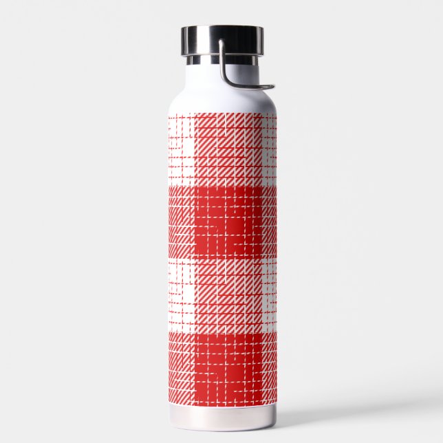 Bouteille D'eau Red and White Bold Checkered Plaid Design  (Gauche)