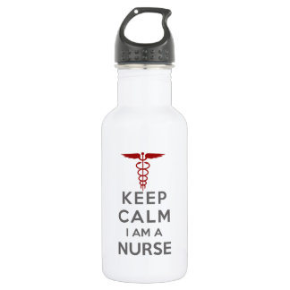 Bouteille D'eau Red Caduceus Keep Calm Je suis une infirmière