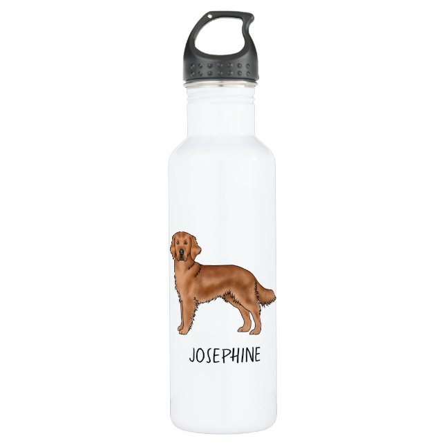 Bouteille D'eau Red Golden Retriever mignon chien avec nom personn (Devant)