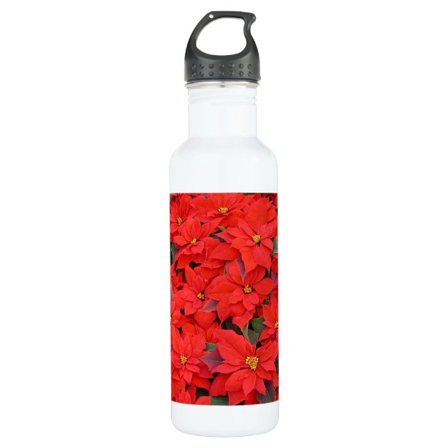 Bouteille D'eau Red Poinsettias I Christmas Holiday Floral Photo (Devant)