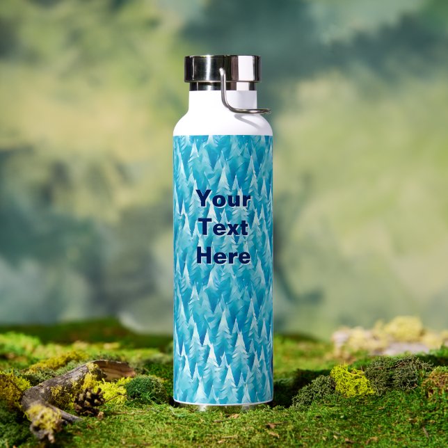 Bouteille D'eau Refroidisseur de canette de forêt fractale bleue (Extérieur (pivotée))