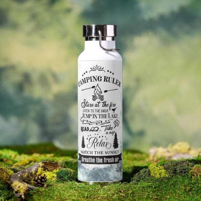 Bouteille D'eau Règles de camping des arbres de la forêt d'aquarel (Extérieur)