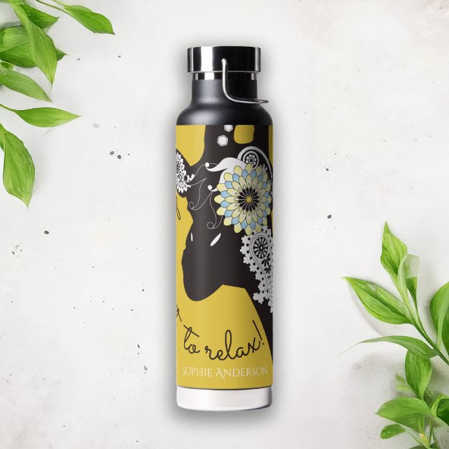 Bouteille D'eau Relax - Girafe drôle funky jaune (Créateur téléchargé)