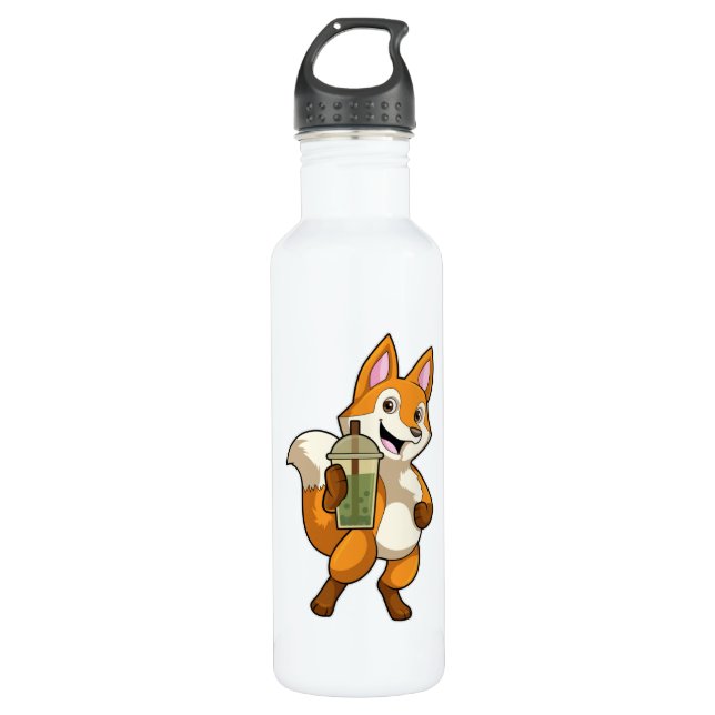 Bouteille D'eau Renard à boire avec du thé à bulle (Devant)