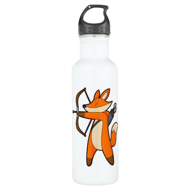 Bouteille D'eau Renard comme Archer avec flèche et Bow (Devant)