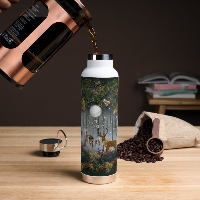 Bouteille D'eau Rennes adorables la nuit (Café (pivoté))
