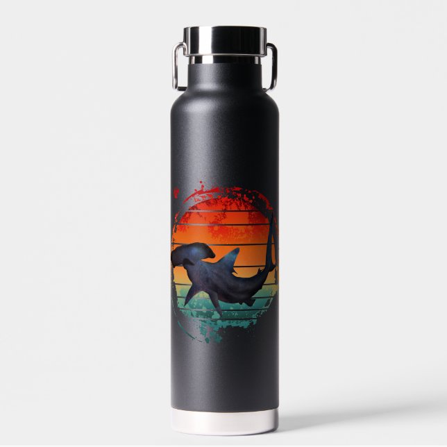 BOUTEILLE D'EAU REQUIN MARTEAU COUCHER DE SOLEIL VINTAGE (Avant)