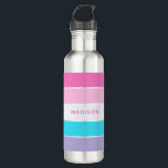 Bouteille D'eau Ressort Dans Mon Étape Bloc De Couleurs Nom Person<br><div class="desc">Ce design coloré et moderne présente un motif en bloc couleur dans les tons rose,  bleu turquoise et violet avec votre nom personnalisé</div>