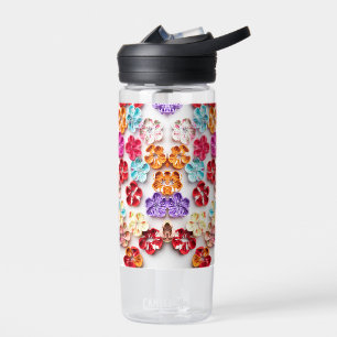 Bouteille D'eau Ressort tissu cousu artisanal Fleurs Multicolor