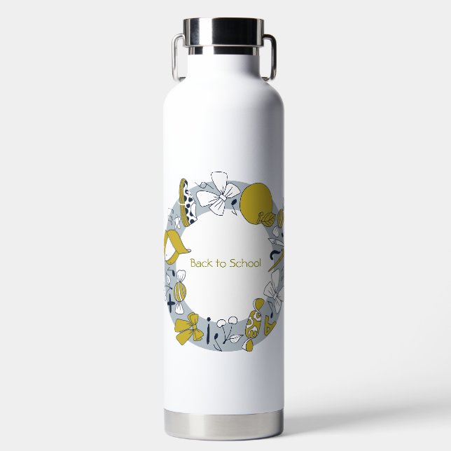 Bouteille D'eau Retour à l'école Petites choses Café de l'enseigna (Avant)