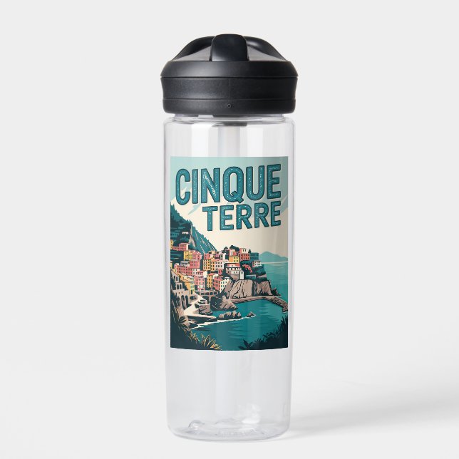 Bouteille D'eau Retro Cinque Terre Randonnée Design Cadeau (Extérieur)
