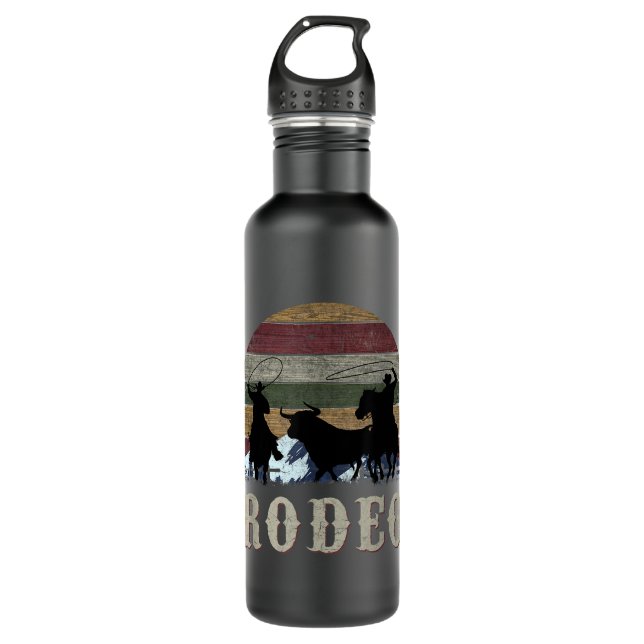 Bouteille D'eau Retro de l'équipe de cow-boy de rodéo (Devant)