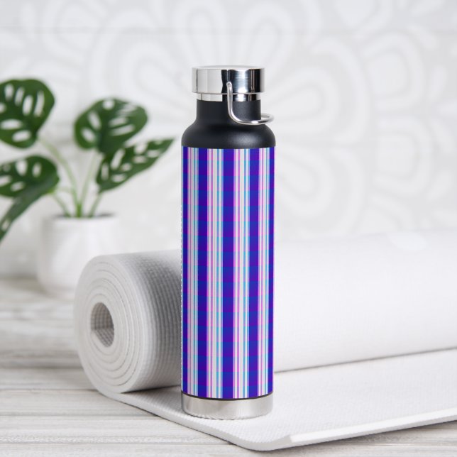 Bouteille D'eau rétro électrique rayé bleu & violet (Yoga)
