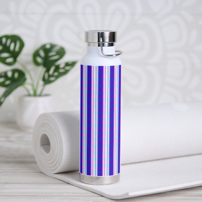 Bouteille D'eau rétro électrique rayé bleu & violet (Yoga)
