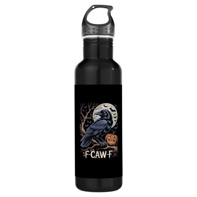 Bouteille D'eau Retro F-Caw-F Bird Crow Funny Crow Bird Cawing Gru (Devant)